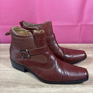 Delli Aldo Gustavo Western Leather Dress Boots with Zip Buckle - 8.5 V4